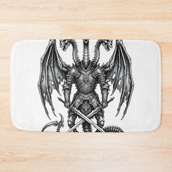 Item preview, Bone-Wing Hydra Knight - Scythe Tail Three-Headed Dragon Art designed and sold by DragonSerpent Ink.