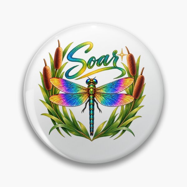 Item preview, Soar — Rainbow Dragonfly with Cattails designed and sold by Penbrook Farms.