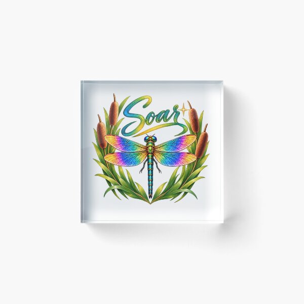 Item preview, Soar — Rainbow Dragonfly with Cattails designed and sold by Penbrook Farms.