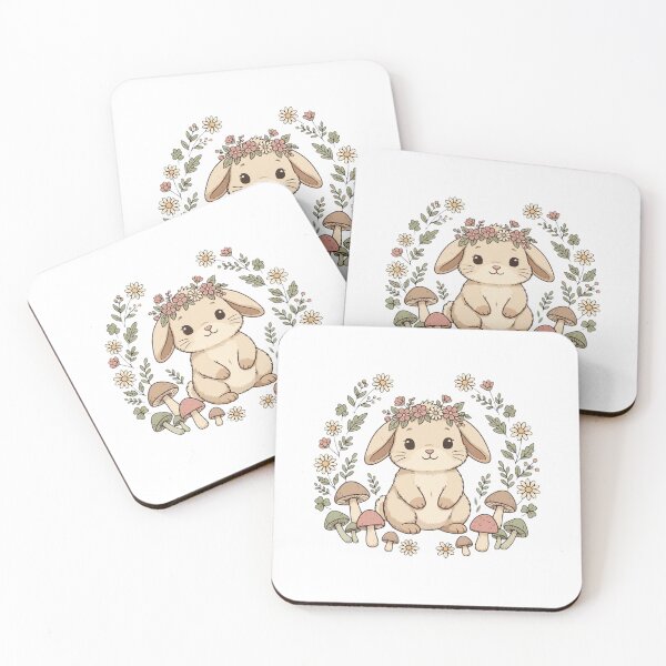 Item preview, Bunny in a Flower Crown with Mushrooms designed and sold by Sweet Blob Co.