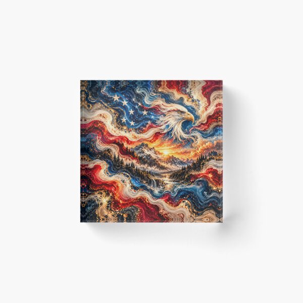 Item preview,  American Eagle Mountain Sunrise – Patriotic Red White & Blue Abstract Art designed and sold by AnimalAirtistry.