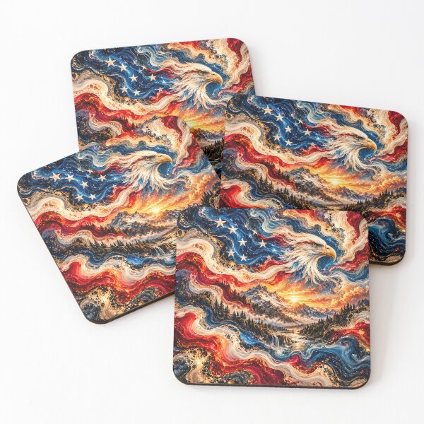 Item preview,  American Eagle Mountain Sunrise – Patriotic Red White & Blue Abstract Art designed and sold by AnimalAirtistry.