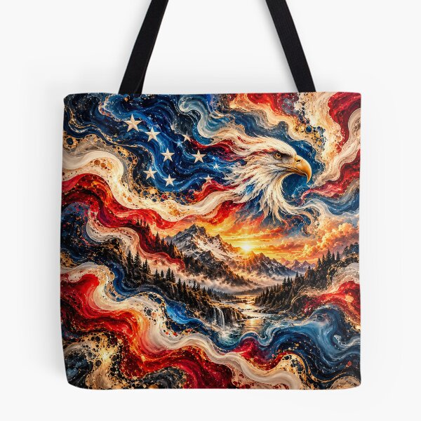 Item preview,  American Eagle Mountain Sunrise – Patriotic Red White & Blue Abstract Art designed and sold by AnimalAirtistry.