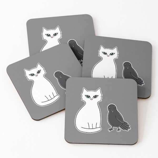 Item preview, White Cat & Black Crow Unlikely Friends Halloween designed and sold by Sollomio.