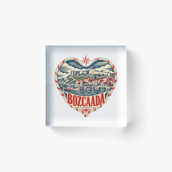 Item preview, Bozcaada Turkey Travel Souvenir Nautical Woodcut Heart designed and sold by VisualArtsOasis.