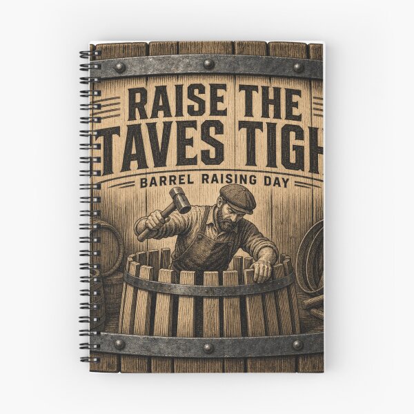 Item preview, Raise The Staves Tight Cooper Barrel Raising Day Woodcut designed and sold by BoosterShop.