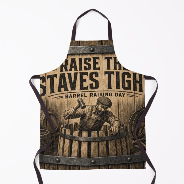 Item preview, Raise The Staves Tight Cooper Barrel Raising Day Woodcut designed and sold by BoosterShop.