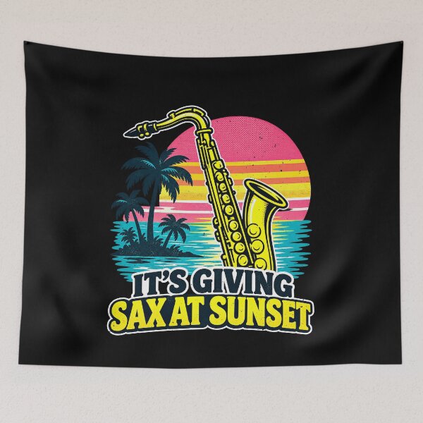 Item preview, Funny Giving Sax at Sunset Jazz Art designed and sold by elderberry.