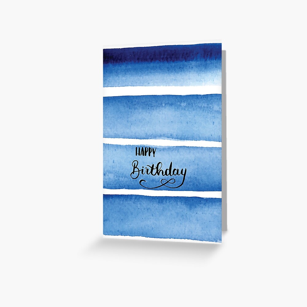 "Watercolor indigo Birthday Card" Greeting Card for Sale by