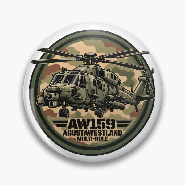 Item preview, Green Round Military Badge AW-159 Helicopter designed and sold by IRON WINGS /USAF.