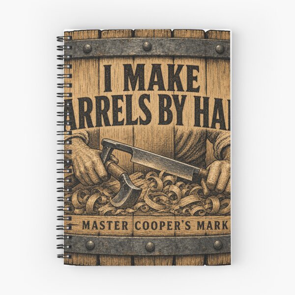 Item preview, I Make Barrels By Hand Master Cooper Adze Drawknife Woodcut designed and sold by BoosterShop.