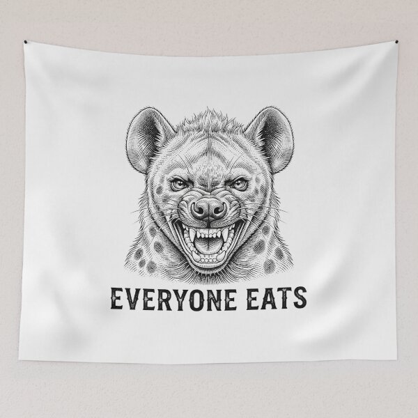 Item preview, Hyena Everyone Eats Monochrome Vintage Illustration designed and sold by Owcomm.