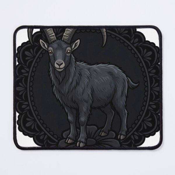 Item preview, Black Lace Occult Familiar — Alpine Ibex in a Lace Medallion designed and sold by IllumeInk.