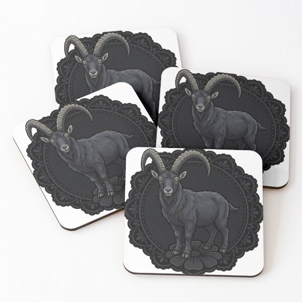 Item preview, Black Lace Occult Familiar — Alpine Ibex in a Lace Medallion designed and sold by IllumeInk.