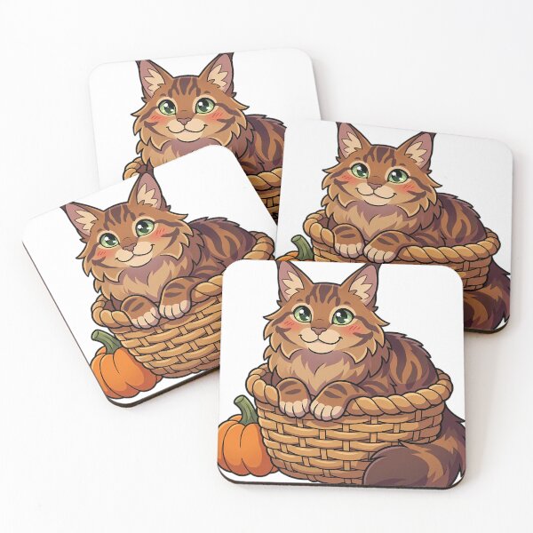 Item preview, Cozy Fluffy Maine Coon Cat Sitting in a Woven Autumn Basket designed and sold by pumsquare.