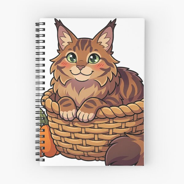 Item preview, Cozy Fluffy Maine Coon Cat Sitting in a Woven Autumn Basket designed and sold by pumsquare.