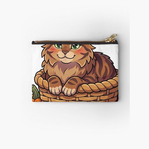 Item preview, Cozy Fluffy Maine Coon Cat Sitting in a Woven Autumn Basket designed and sold by pumsquare.