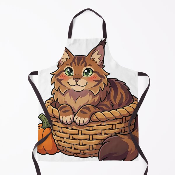 Item preview, Cozy Fluffy Maine Coon Cat Sitting in a Woven Autumn Basket designed and sold by pumsquare.