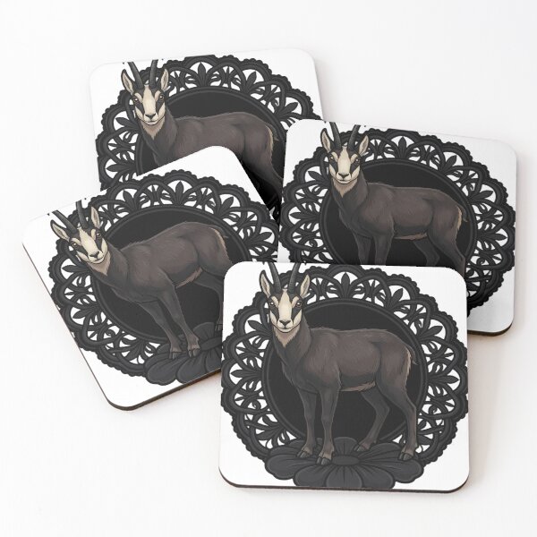 Item preview, Black Lace Occult Familiar — Alpine Chamois in a Lace Medallion designed and sold by IllumeInk.