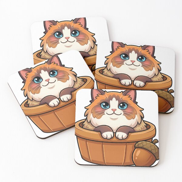 Item preview, Cozy Fluffy Ragdoll Cat Sitting in a Wooden Harvest Trug designed and sold by pumsquare.