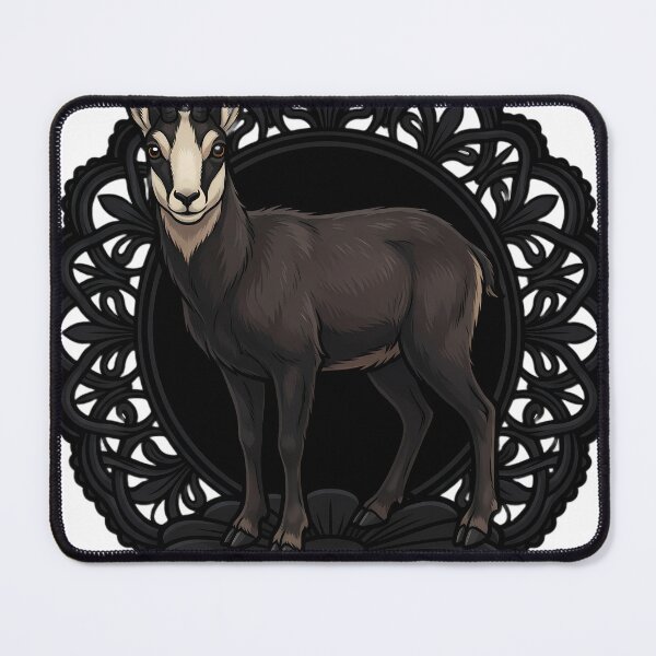 Item preview, Black Lace Occult Familiar — Alpine Chamois in a Lace Medallion designed and sold by IllumeInk.