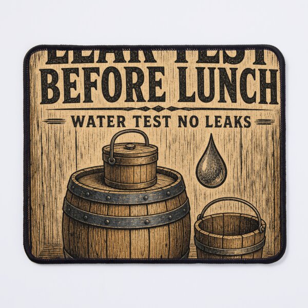 Item preview, Leak Test Before Lunch Cooperage Water Test New Barrel Humor designed and sold by BoosterShop.