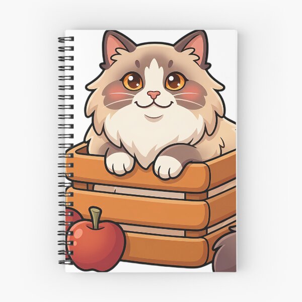Item preview, Cozy Fluffy Ragamuffin Cat Sitting in a Wooden Apple Crate designed and sold by pumsquare.