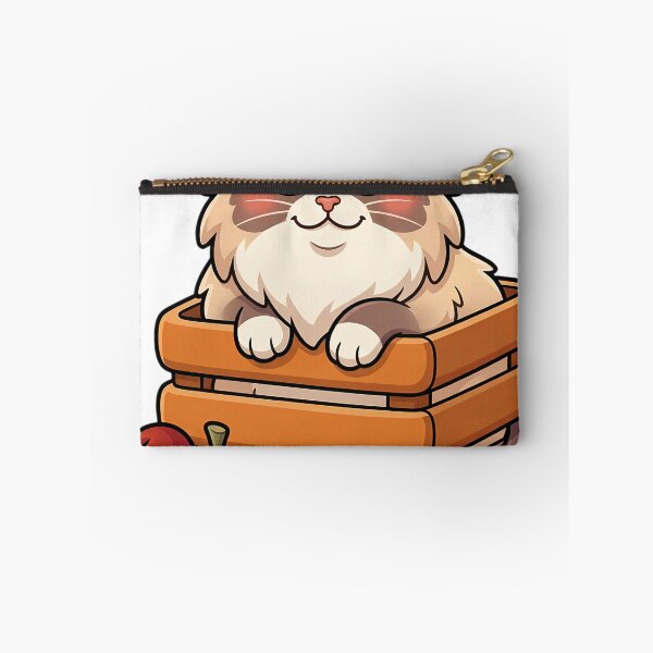Item preview, Cozy Fluffy Ragamuffin Cat Sitting in a Wooden Apple Crate designed and sold by pumsquare.