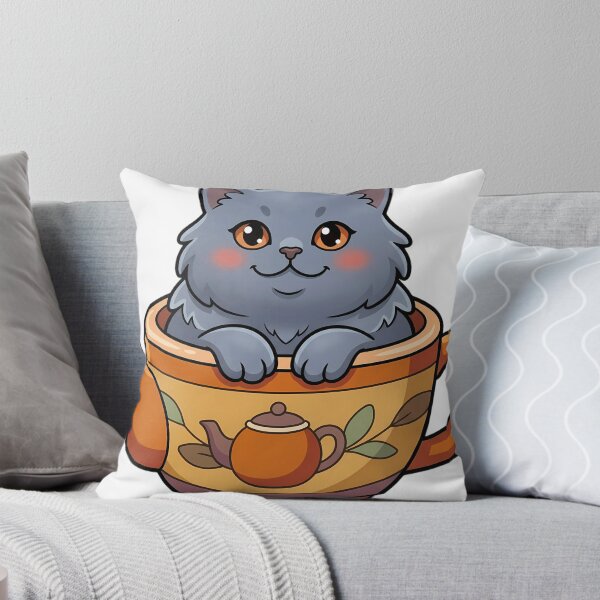 Item preview, Cozy Fluffy British Longhair Cat Sitting in a Giant Ceramic Teacup designed and sold by pumsquare.