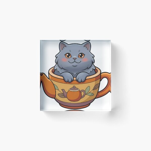 Item preview, Cozy Fluffy British Longhair Cat Sitting in a Giant Ceramic Teacup designed and sold by pumsquare.