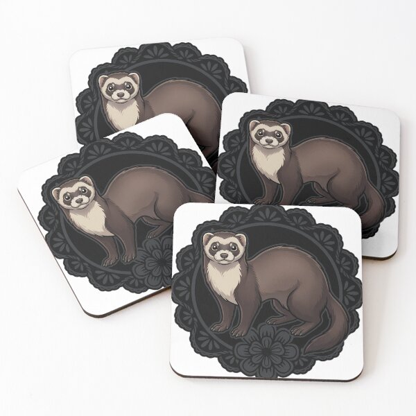 Item preview, Black Lace Occult Familiar — Ferret in a Lace Medallion designed and sold by IllumeInk.