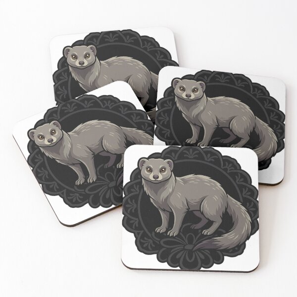 Item preview, Black Lace Occult Familiar — Egyptian Mongoose in a Lace Medallion designed and sold by IllumeInk.