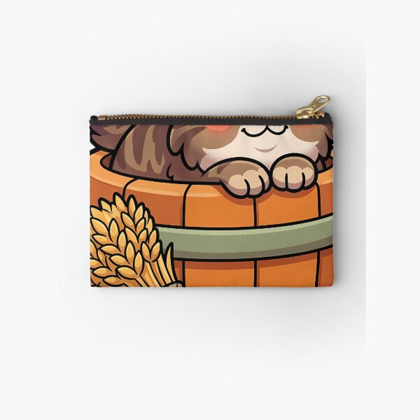 Item preview, Cozy Fluffy Cymric Cat Sitting in a Wooden Barrel Planter designed and sold by pumsquare.