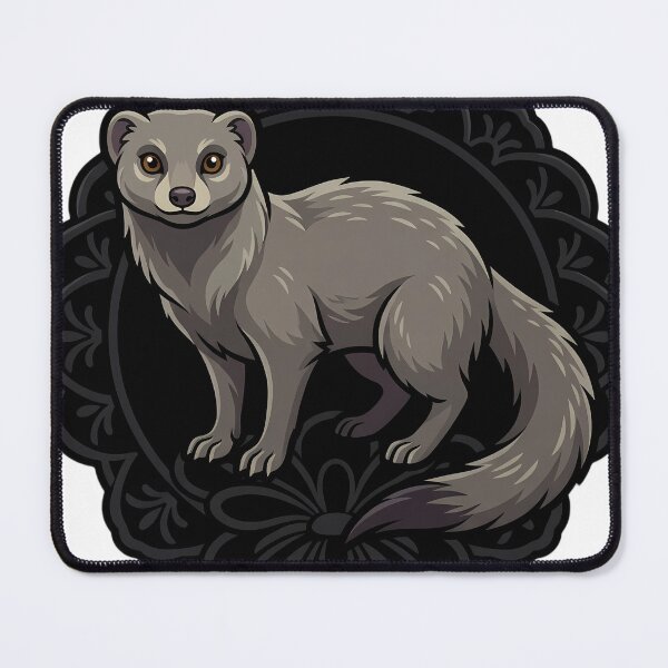 Item preview, Black Lace Occult Familiar — Egyptian Mongoose in a Lace Medallion designed and sold by IllumeInk.