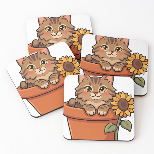 Item preview, Cozy Fluffy American Bobtail Cat Sitting in a Terracotta Flower Pot designed and sold by pumsquare.