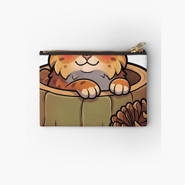 Item preview, Cozy Fluffy Pixie-bob Cat Sitting in a Hollow Log Planter designed and sold by pumsquare.