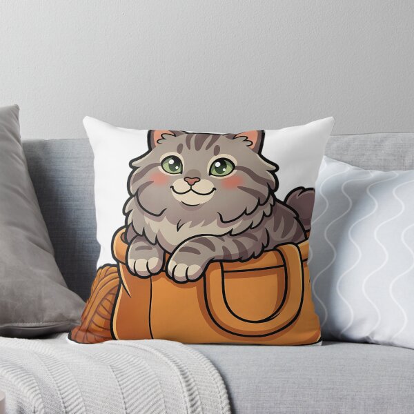 Item preview, Cozy Fluffy Kurilian Bobtail Cat Sitting in a Chunky Canvas Tote designed and sold by pumsquare.