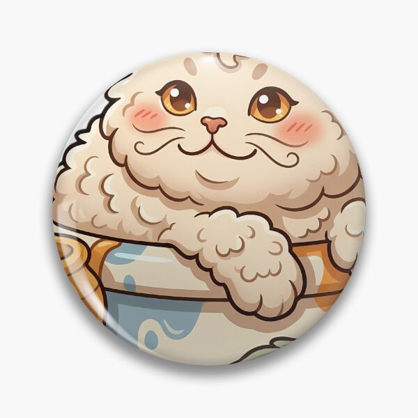 Item preview, Cozy Fluffy Selkirk Rex Cat Sitting in a Ceramic Mixing Bowl designed and sold by pumsquare.