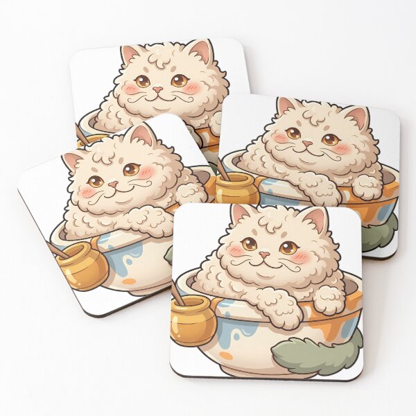 Item preview, Cozy Fluffy Selkirk Rex Cat Sitting in a Ceramic Mixing Bowl designed and sold by pumsquare.
