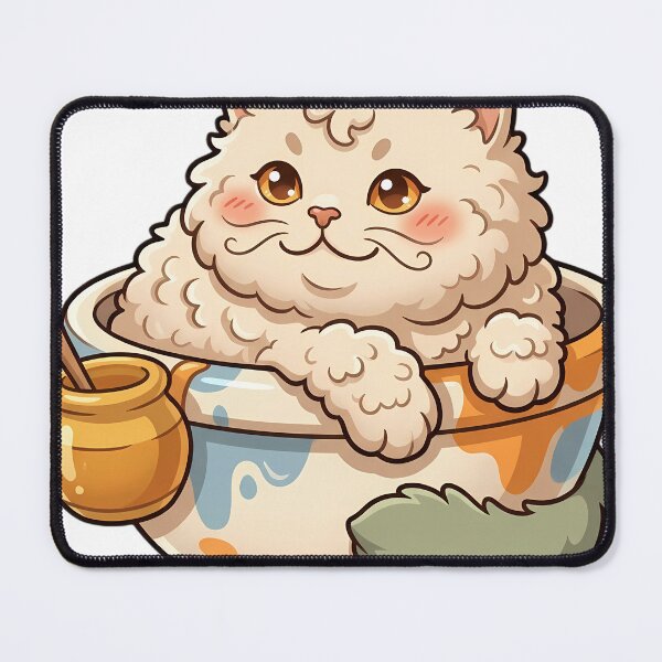 Item preview, Cozy Fluffy Selkirk Rex Cat Sitting in a Ceramic Mixing Bowl designed and sold by pumsquare.