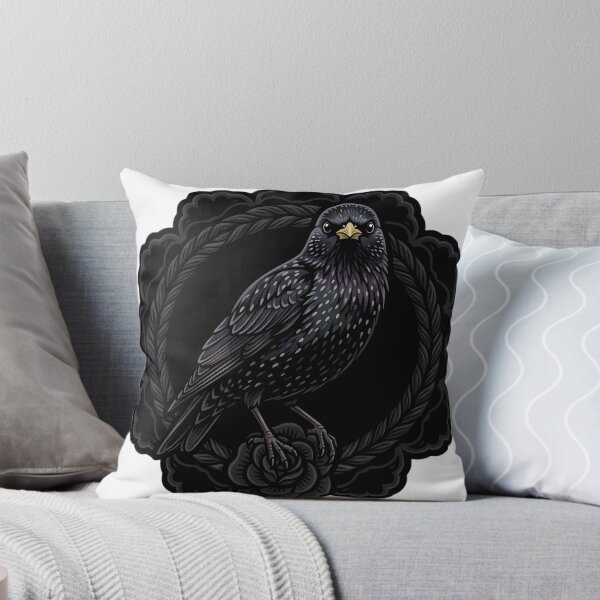 Item preview, Black Lace Occult Familiar — Common Starling in a Lace Medallion designed and sold by IllumeInk.