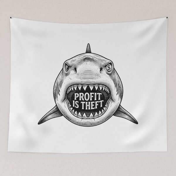 Item preview, Profit Is Theft Shark Vintage Line Art designed and sold by Owcomm.