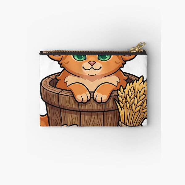 Item preview, Cozy Fluffy LaPerm Cat Sitting in a Handleless Wooden Bucket designed and sold by pumsquare.