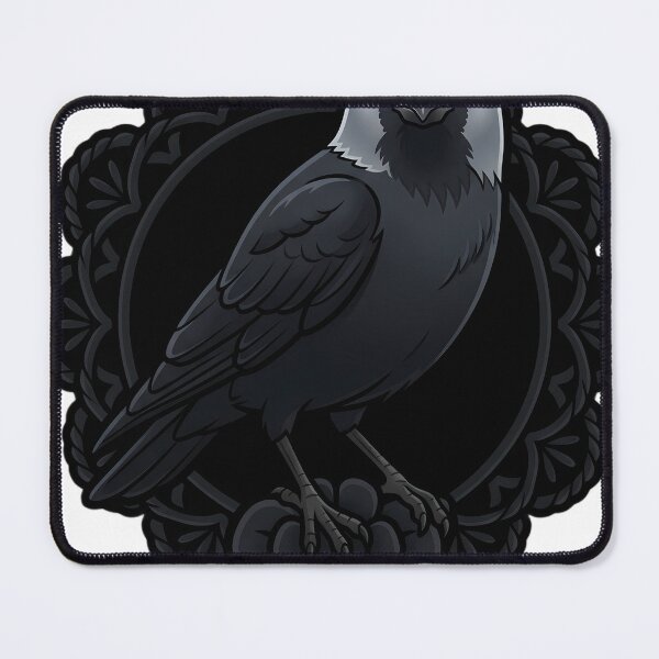 Item preview, Black Lace Occult Familiar — Jackdaw in a Lace Medallion designed and sold by IllumeInk.