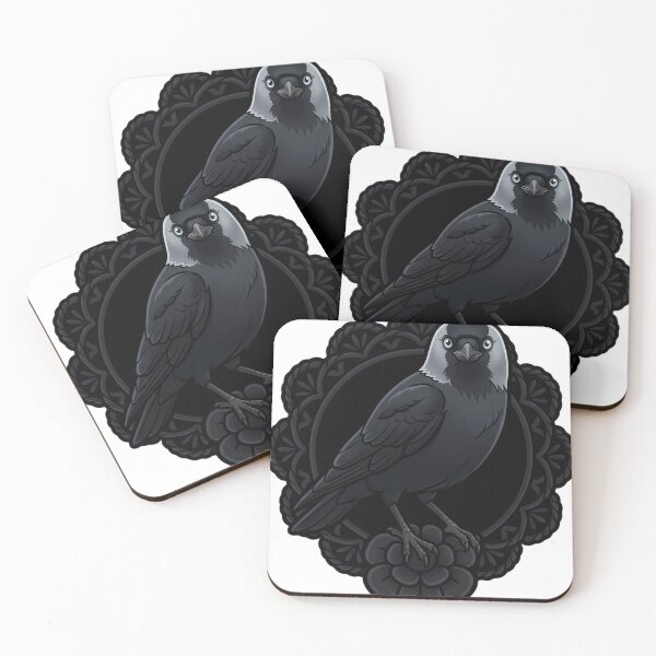 Item preview, Black Lace Occult Familiar — Jackdaw in a Lace Medallion designed and sold by IllumeInk.