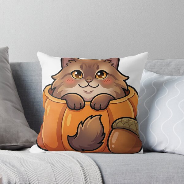 Item preview, Cozy Fluffy Chantilly-Tiffany Cat Sitting in a Giant Hollow Pumpkin designed and sold by pumsquare.