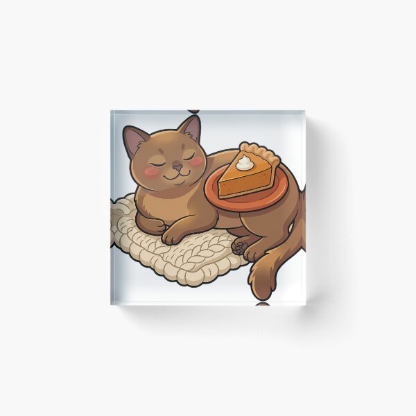 Item preview, Cozy Fluffy European Burmese Cat Curled Up Asleep on a Chunky Knitted Blanket designed and sold by pumsquare.