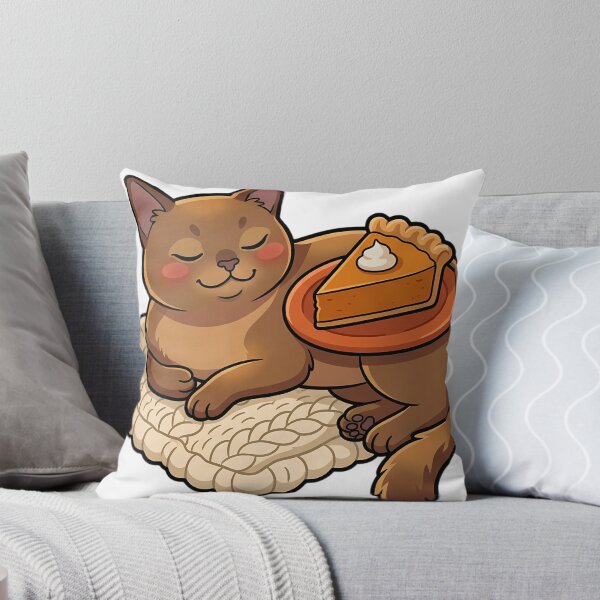 Item preview, Cozy Fluffy European Burmese Cat Curled Up Asleep on a Chunky Knitted Blanket designed and sold by pumsquare.