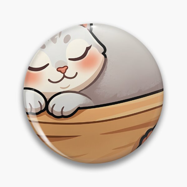 Item preview, Cozy Fluffy Burmilla Cat Curled Up in an Oval Wooden Dough Trough designed and sold by pumsquare.