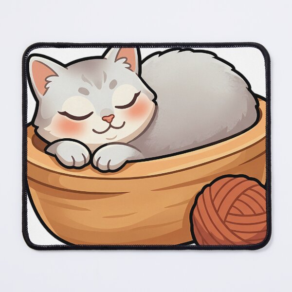 Item preview, Cozy Fluffy Burmilla Cat Curled Up in an Oval Wooden Dough Trough designed and sold by pumsquare.